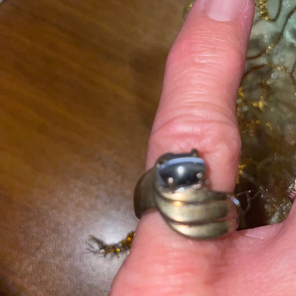 Grey Tiger Eye silver ring